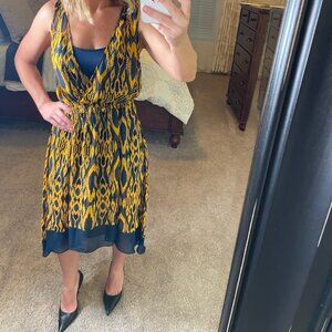 Princess Vera Wang High Low Maxi Dress with Navy Liner, Size Medium